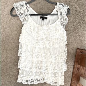 Heart Soul White Blouse/Tanktop With Floral Lace Pattern